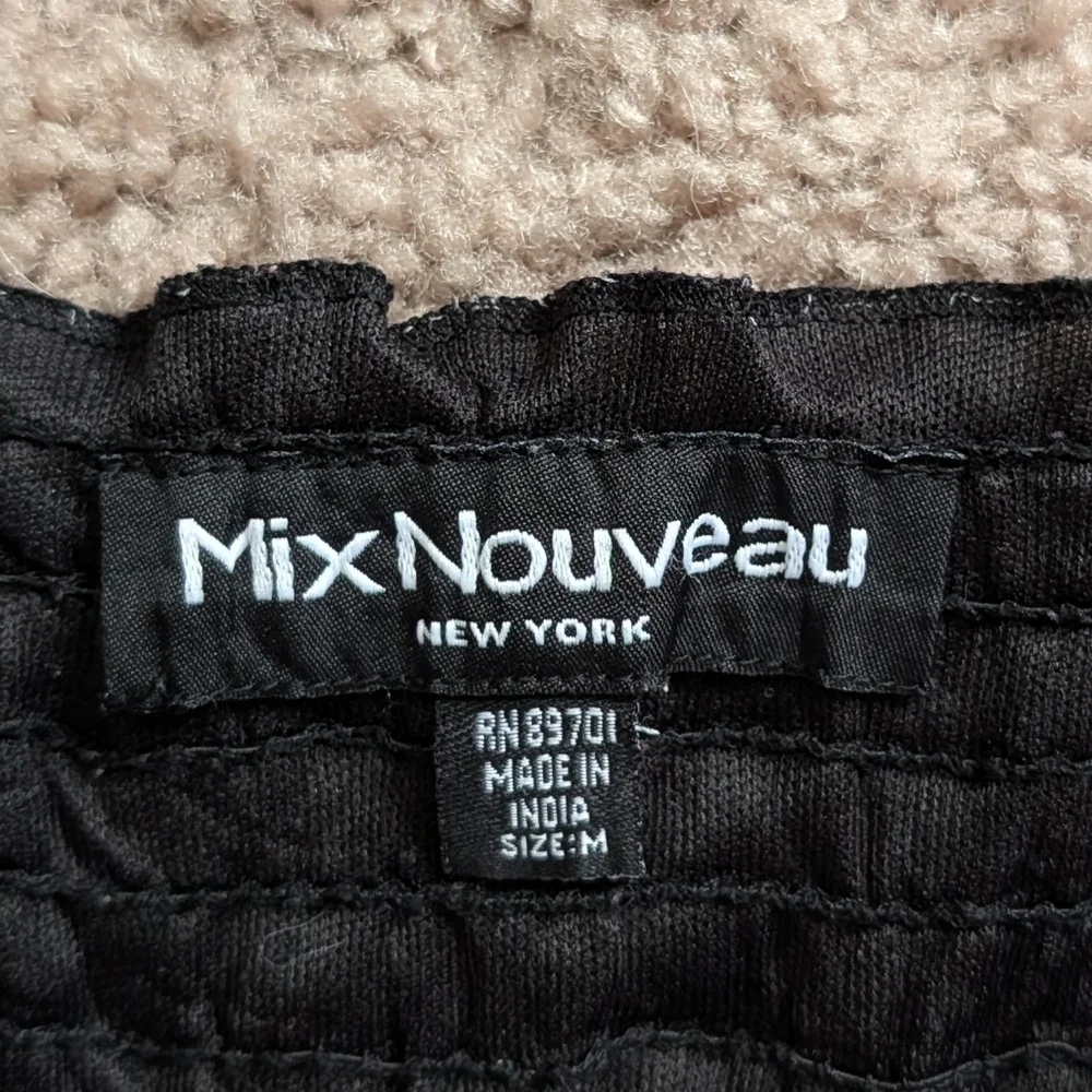 Mix Nouveau Black White Sheer Smocked Bodice Patterned Maxi Dress Size Medium